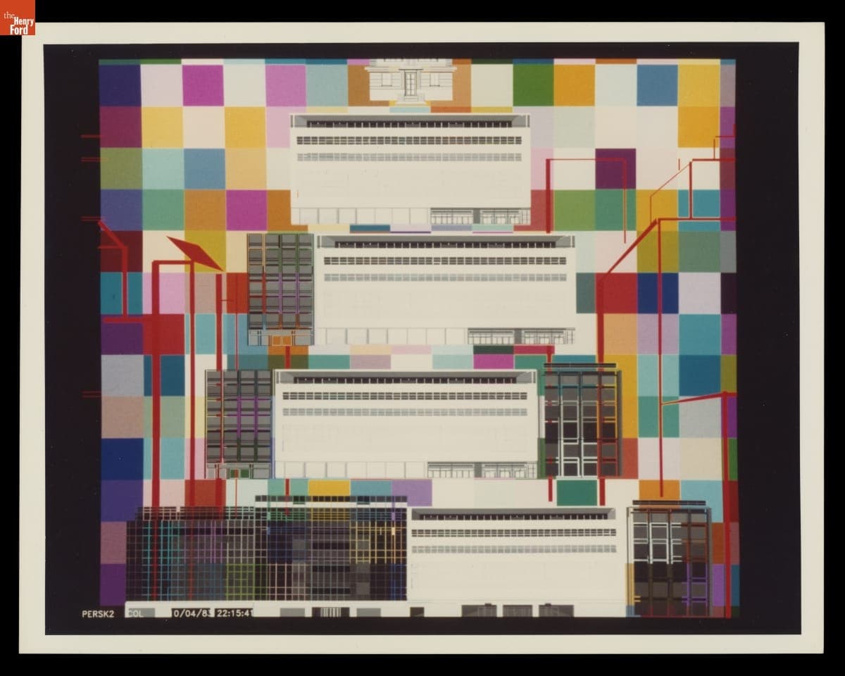 Computer Generated Image of MoMA, Digital Art Print, 1983