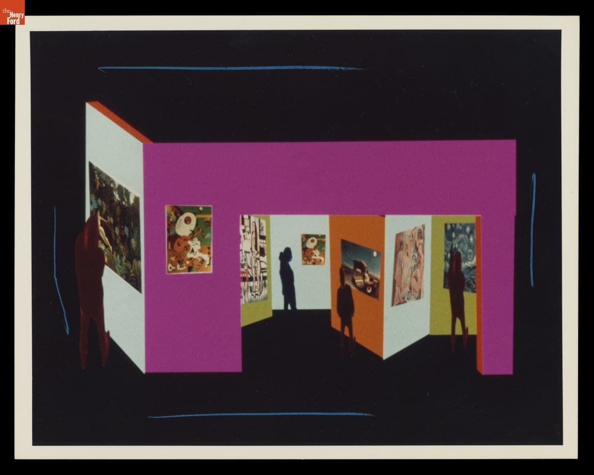 Computer-Generated Image of a MoMA Exhibit Gallery, Digital Art Print, 1984