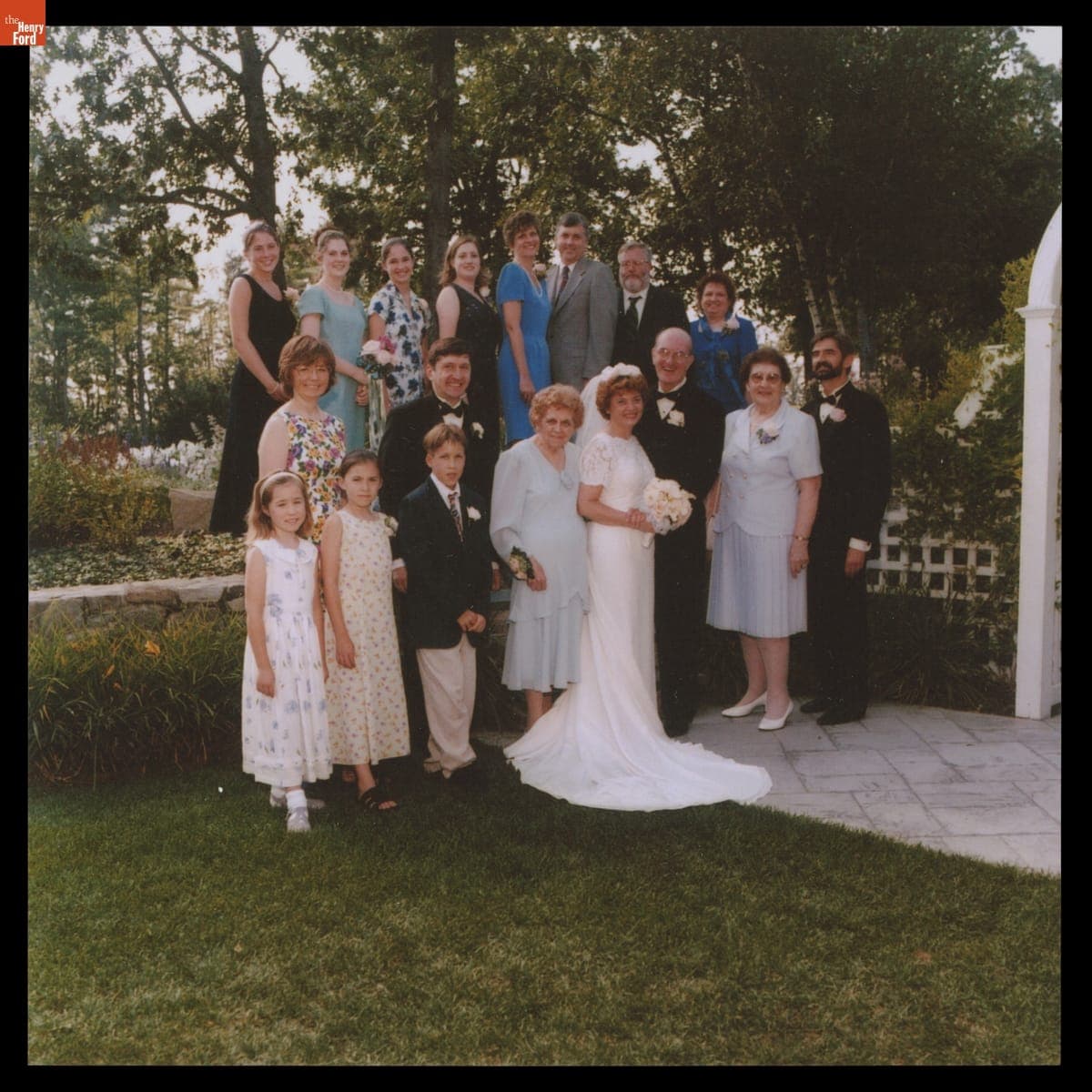 Jane Markiewicz and Michael Duffley with Jane's Family on their Wedding Day, August 9, 1998