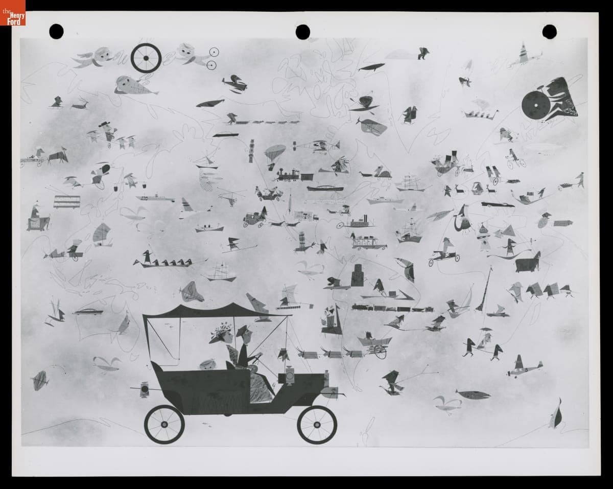 "Transportation around the World" Mural in the Public Lounge of the Ford Rotunda, 1952-1953