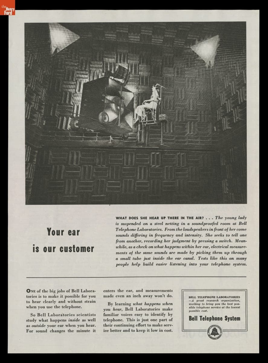 "Your Ear is Our Customer," Bell Telephone System Advertisement, 1949