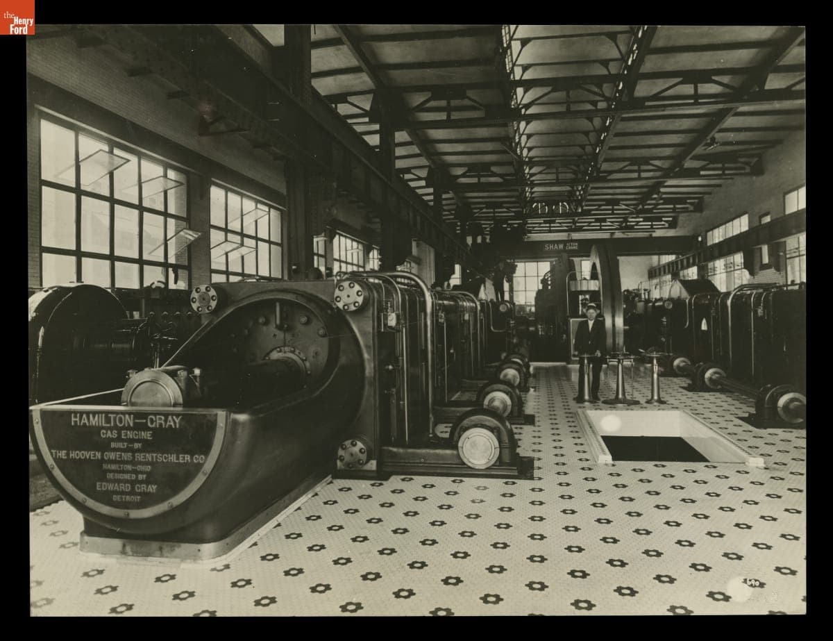 Gas-Steam Engines inside the Ford Motor Company Highland Park Plant Powerhouse, circa 1914