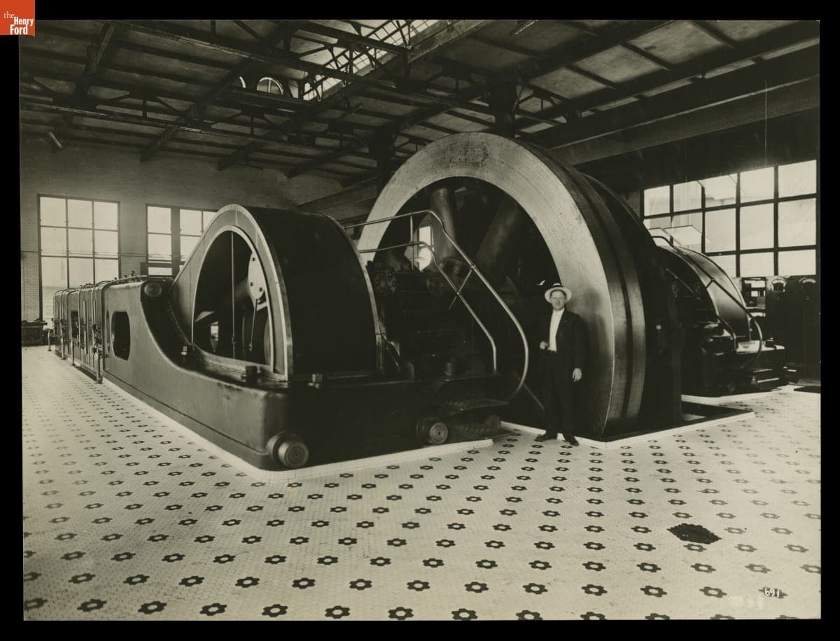 Gas-Steam Engine in the Ford Motor Company Highland Park Plant Powerhouse, circa 1915