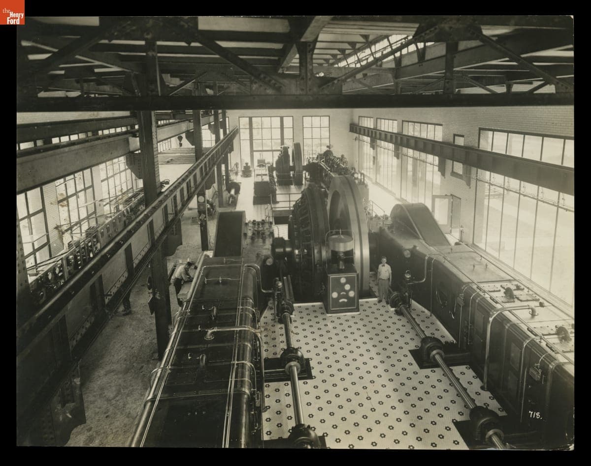 Gas-Steam Engines inside the Ford Motor Company Highland Park Plant Powerhouse, circa 1914
