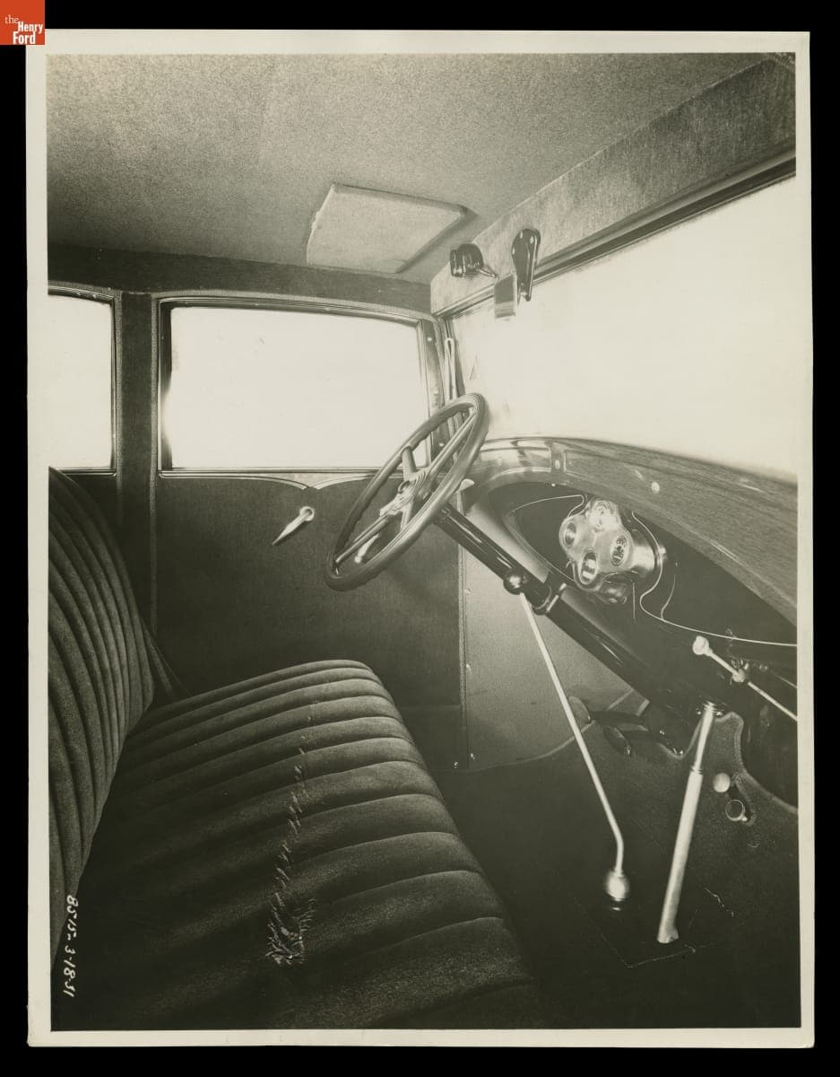 Interior of a Ford Model A, March 1931