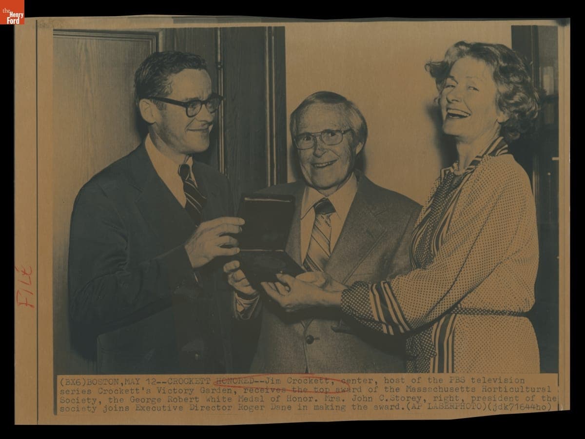 "Crockett Honored," Jim Crockett Receiving an Award from the Massachusetts Historical Society, 1978