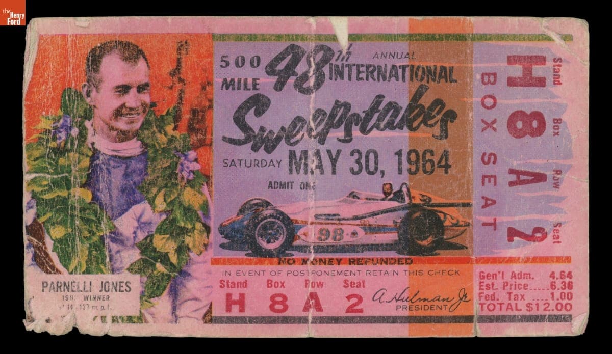 Ticket to the 48th Annual Indianapolis 500-Mile Race, May 30, 1964