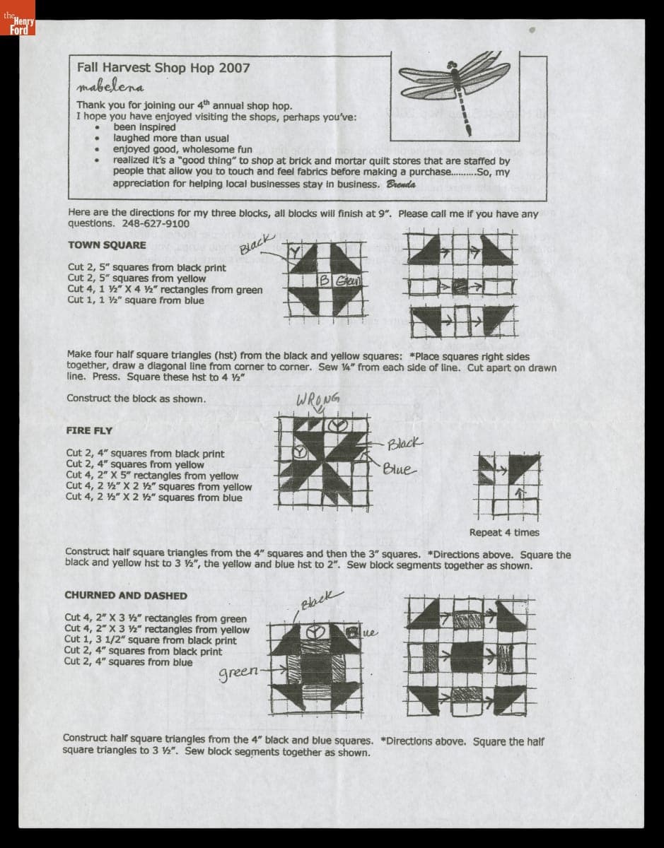 Quilt Patterns from Mabelena Quilt Shop, 2007