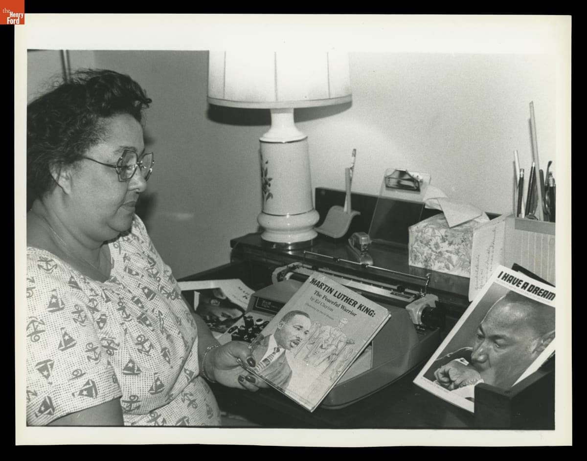Richie Jean Jackson Holding a Book Given to her Daughter by Martin Luther King, Jr.