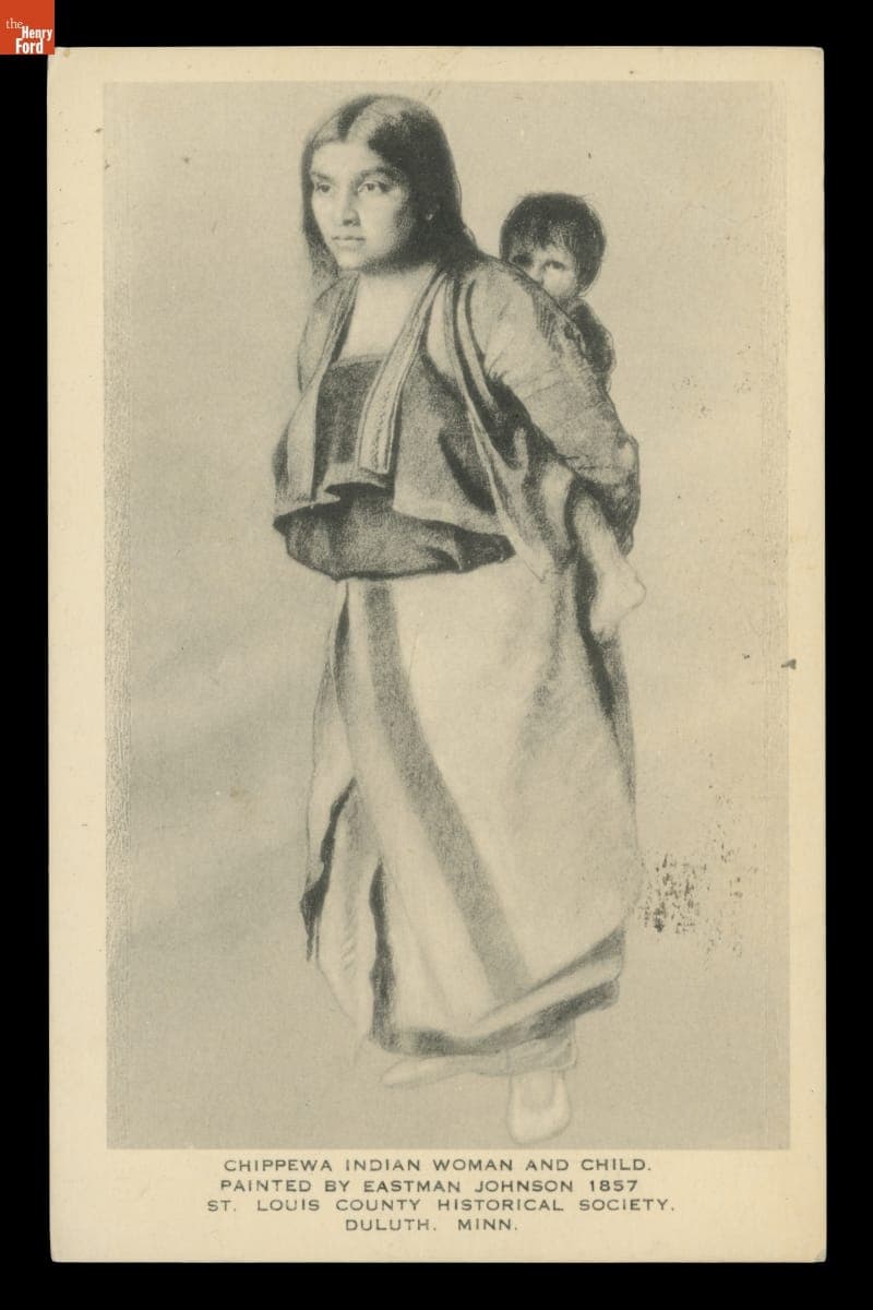 "Chippewa Indian Woman and Child," Postcard, circa 1947