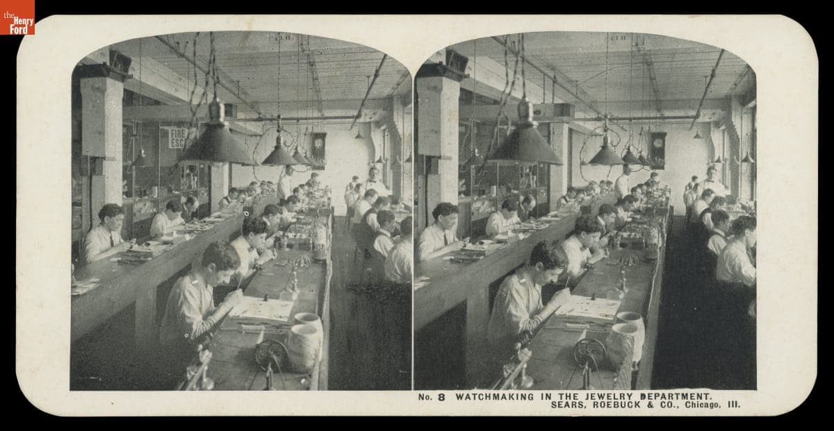 "Watchmaking in the Jewelry Department. Sears, Roebuck & Co., Chicago, Ill.," 1906-1908