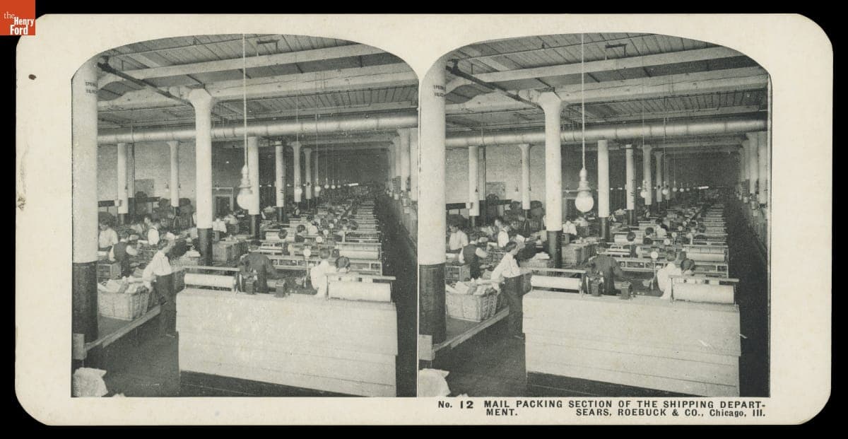 "Mail Packing Section of the Shipping Department. Sears, Roebuck & Co., Chicago, Ill.," 1906-1908