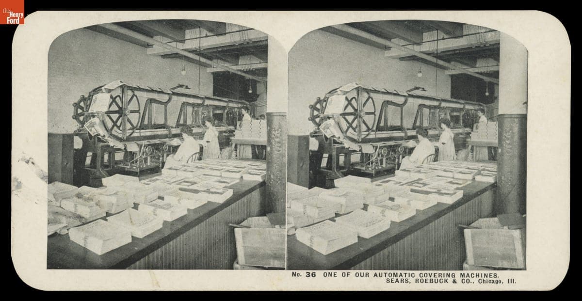 "One of Our Automatic Covering Machines. Sears, Roebuck & Co., Chicago, Ill.," 1906-1908