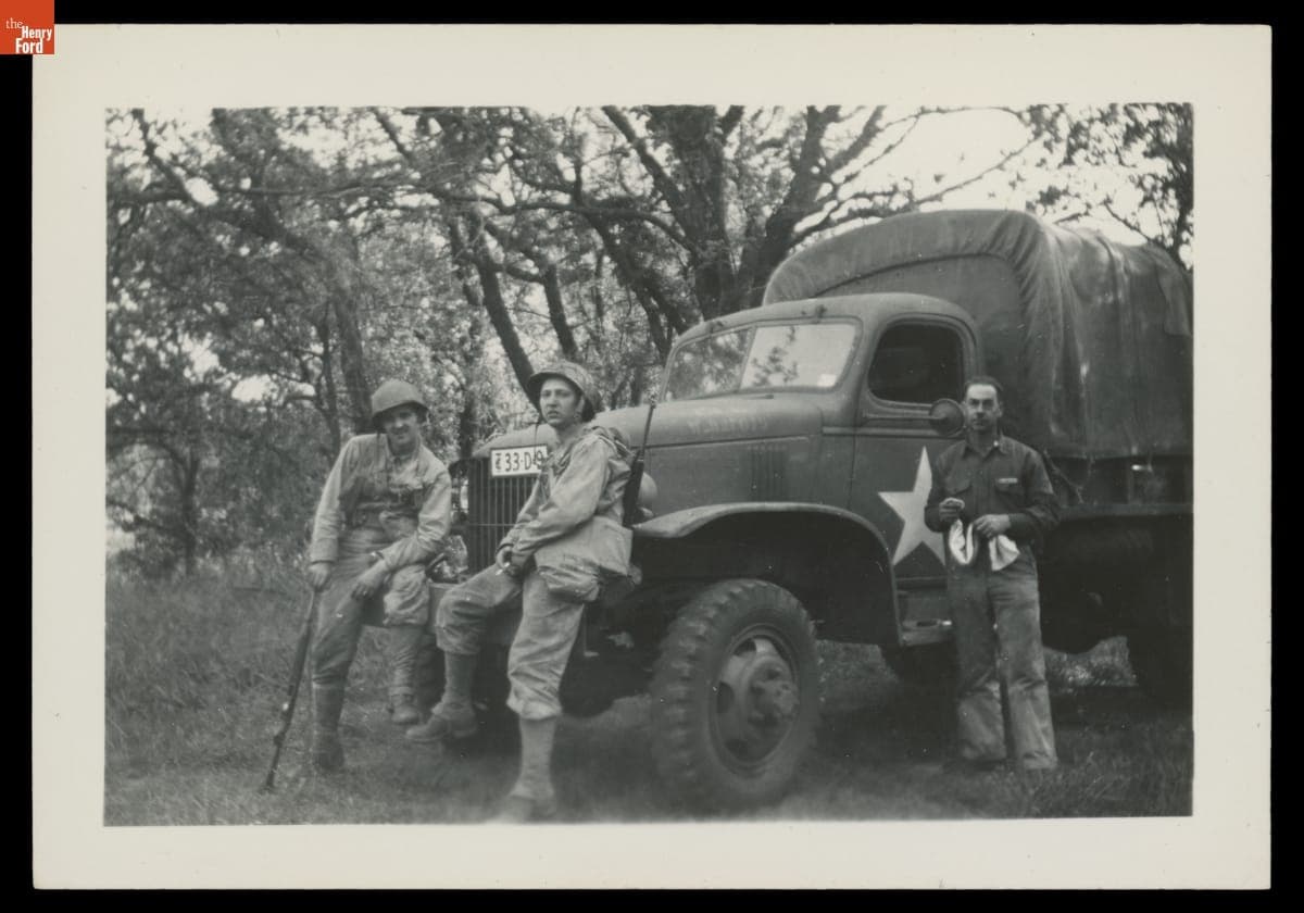 U.S. Army Personnel in France with 1.5 Ton Chevrolet Truck, 1945