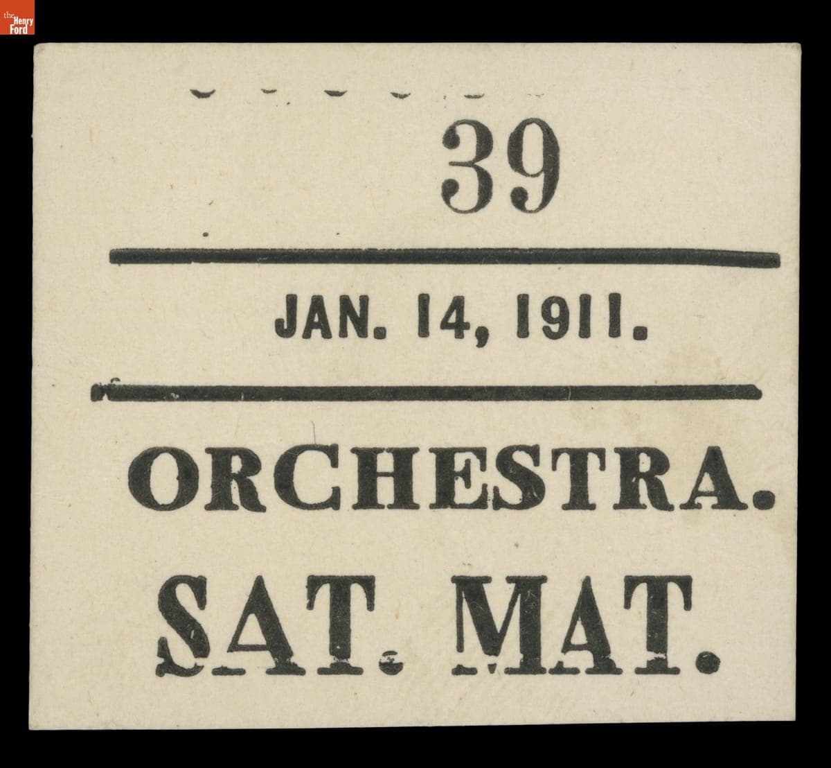 Ticket for a Performance of "The Fascinating Widow," Saturday Matinee, January 14, 1911