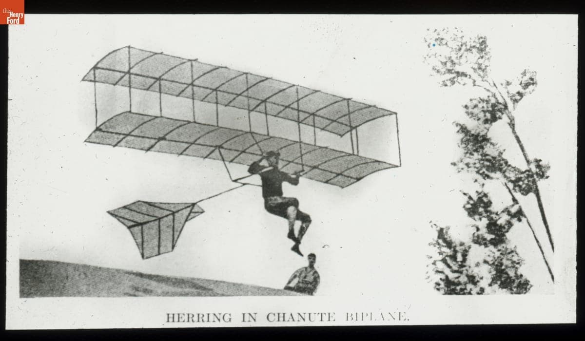 "Herring in Chanute Biplane," 1896