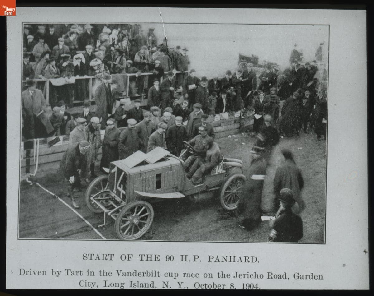 "Start of the 90 H.P. Panhard Driven by Tart in the Vanderbilt Cup Race," October 8, 1904