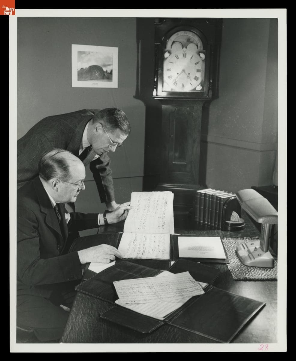 Henry Ford Museum Staff Studying Early Music Manuscripts, 1951