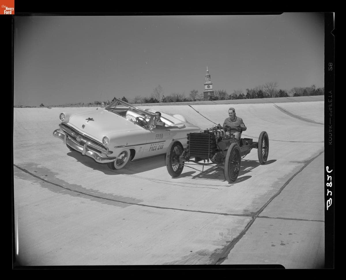 Ford "999" Race Car and Indianapolis 500 Pace Car on the Ford Test Track, April 1953