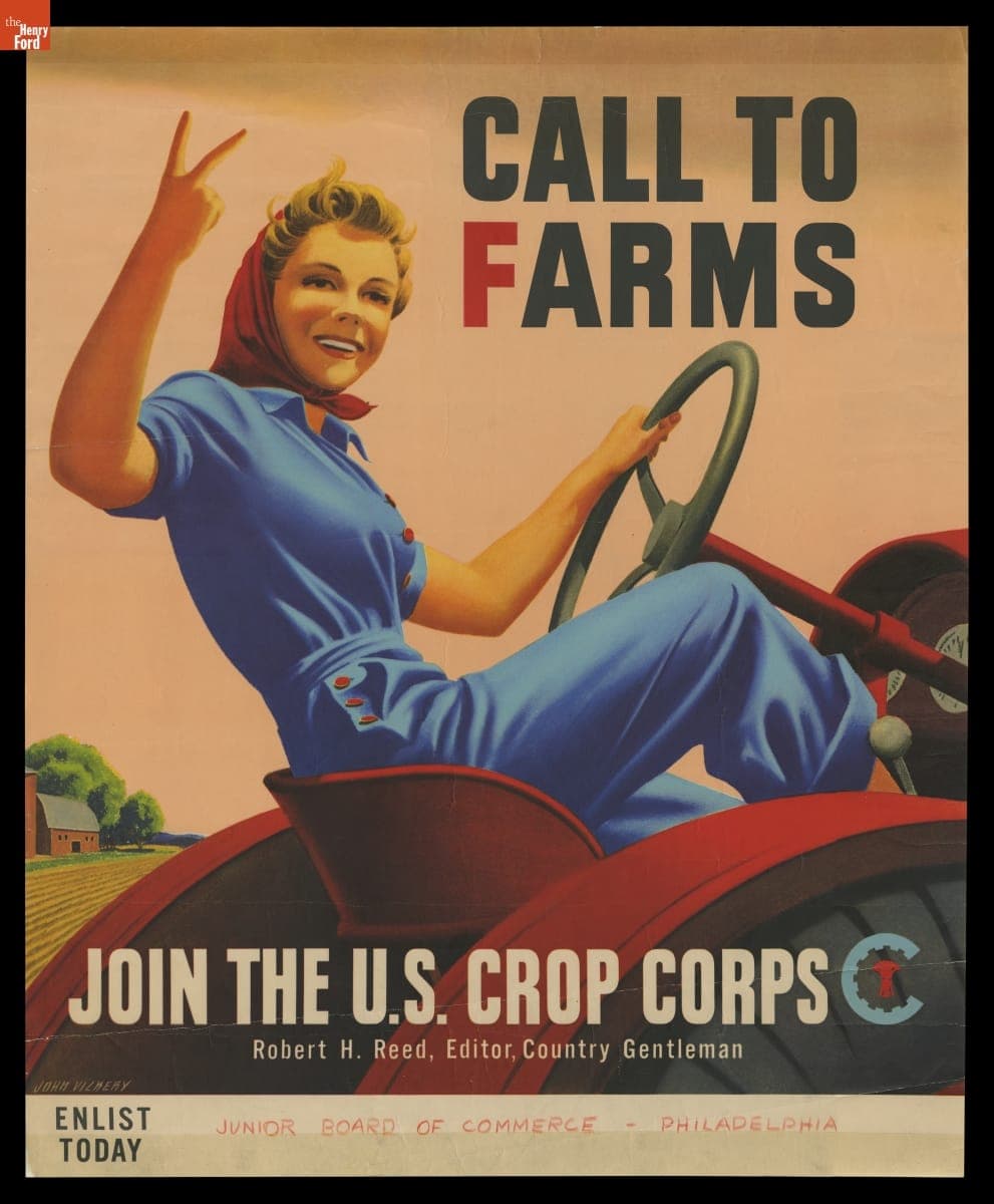 World War II Poster, "Call to Farms. Join in the U.S. Crop Corps," circa 1943