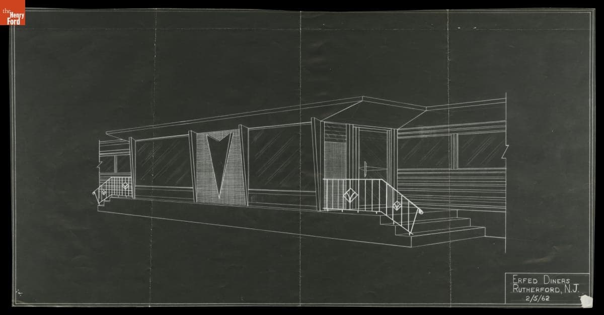 Rendering of a Diner with Vestibule Designed by Erfed Corp., February 1962