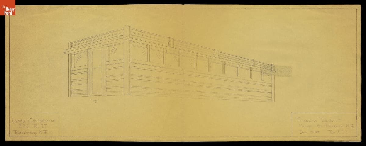 Drawing of Rainbow Diner, Paterson, New Jersey, May 7, 1957