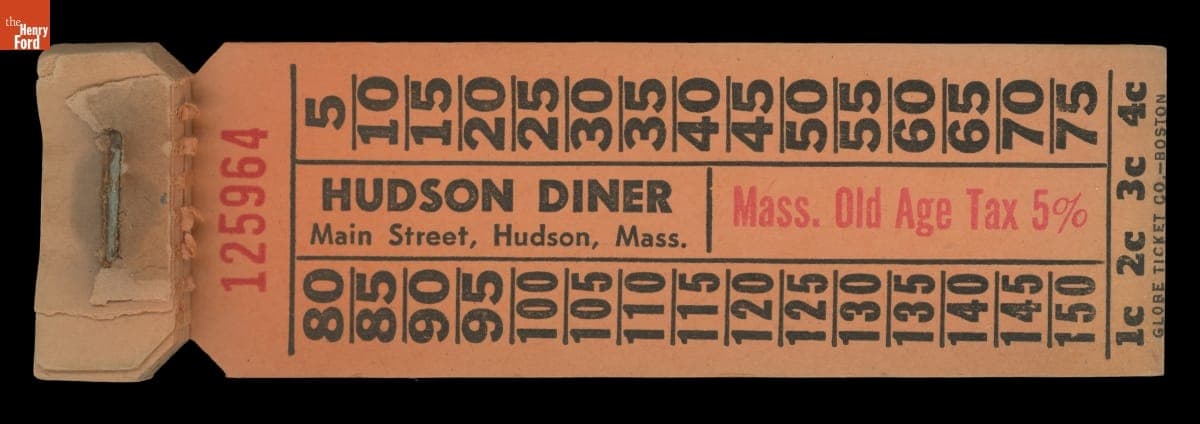 Meal Order Ticket Book for Hudson Diner, Hudson, Massachusetts, 1950-1955