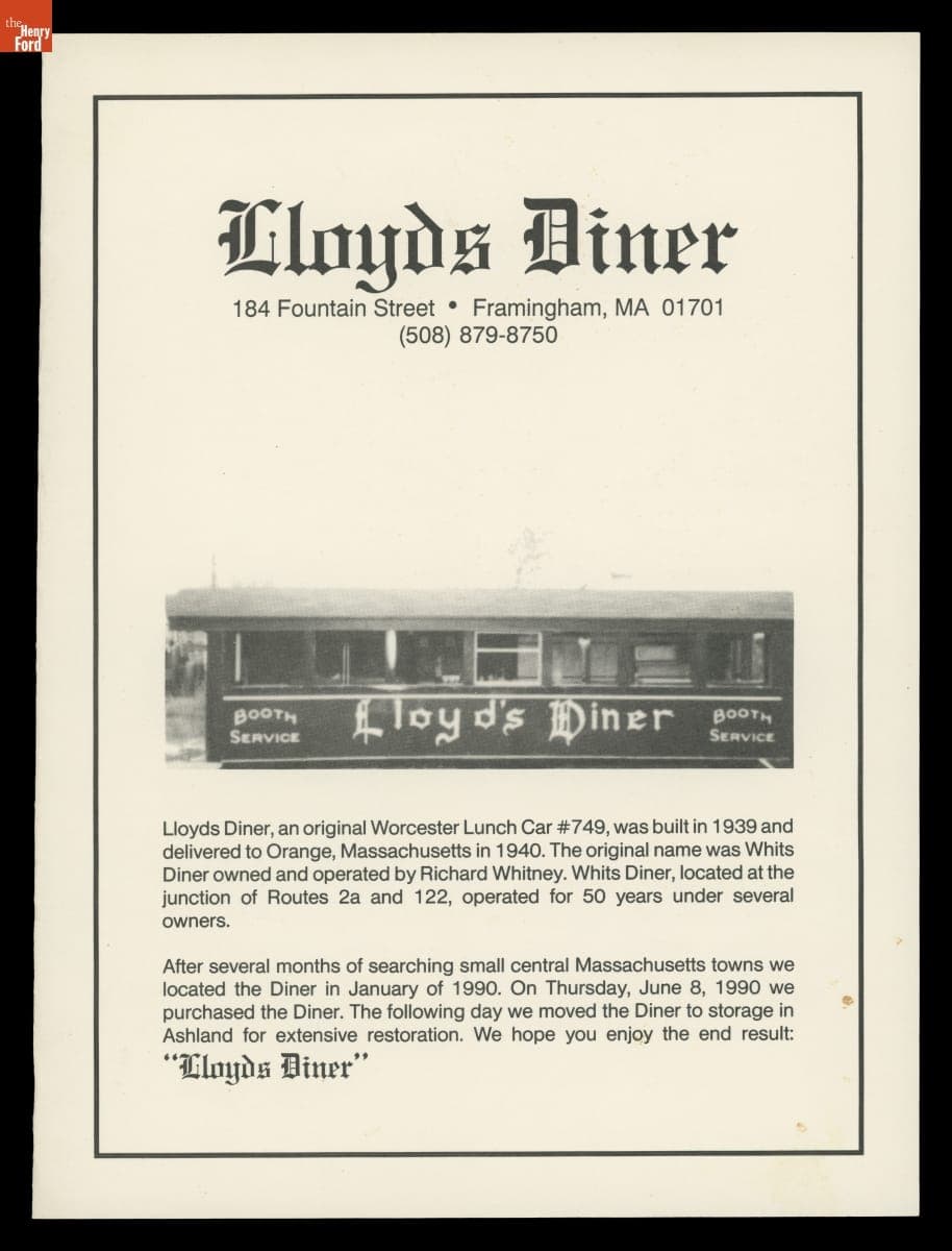 Lloyd's Diner Menu, January 1991
