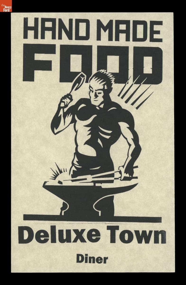 Deluxe Town Diner Advertising Postcard, "Hand Made Food"
