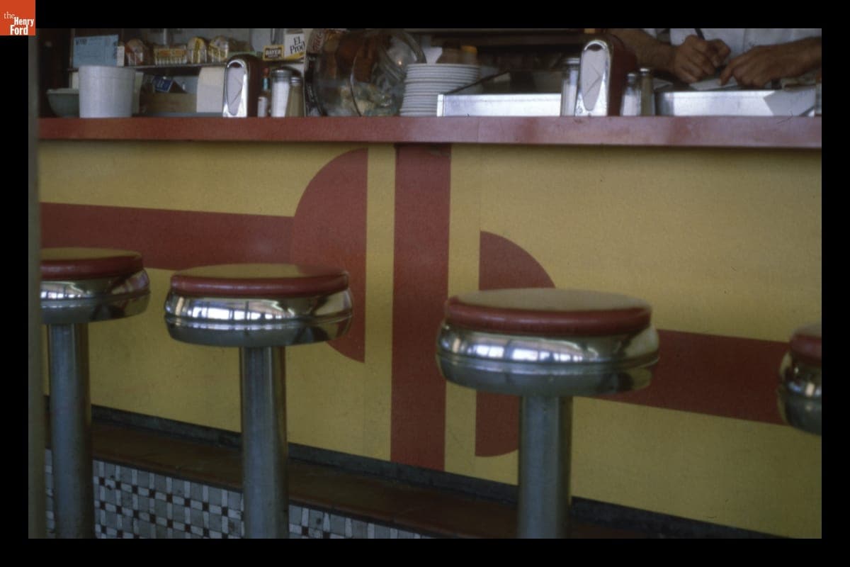 Detail of Stools and Formica at F&T Diner after 1948 Renovations, Cambridge, Massachusetts, June 1980