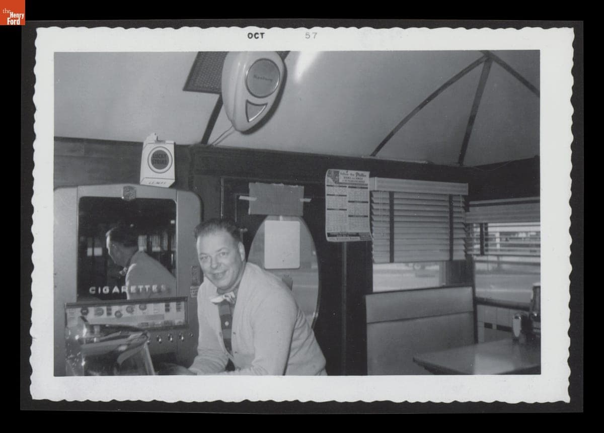 Customer at the Counter inside Pole Tavern Diner, Woodstown, New Jersey, 1955-1957