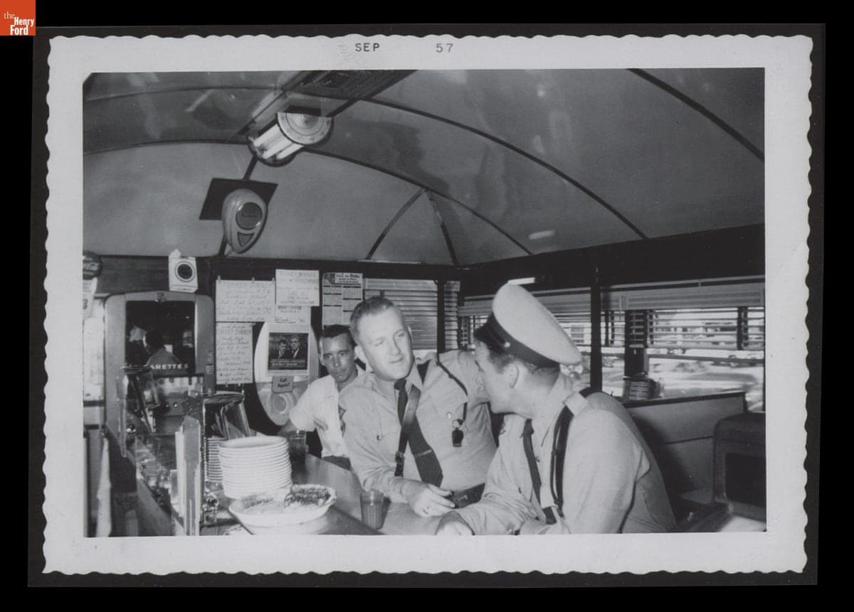 Customers at the Counter inside Pole Tavern Diner, Woodstown, New Jersey, 1955-1957