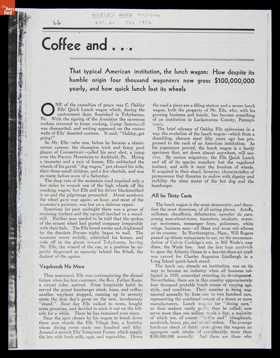 "Coffee and...," Article from "The World's Work" Magazine, February 1932