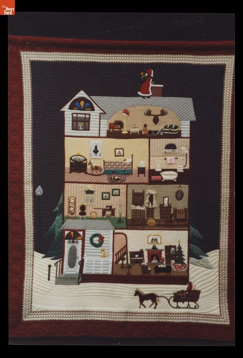"Cathy Celebrates Christmas: A Victorian Dollhouse" Quilt, 1991