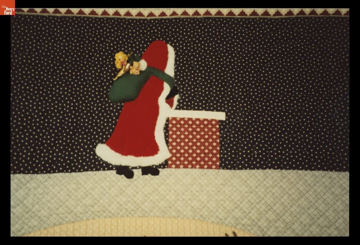 Detail of "Cathy Celebrates Christmas: A Victorian Dollhouse Quilt," circa 1991