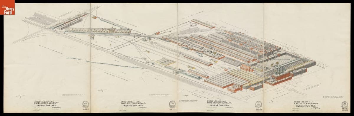 Fire Insurance Map of Briggs Mfg. Co. at Ford Motor Company Highland Park Plant, Surveyed May 23, 1924