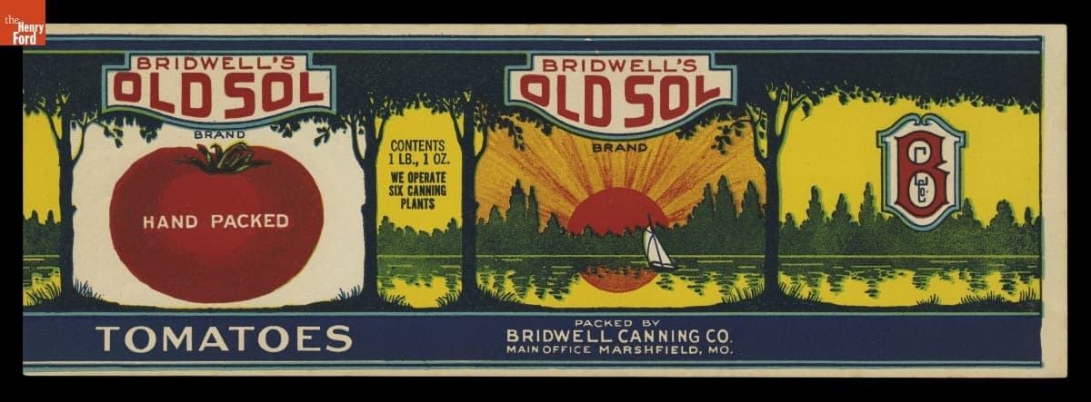"Bridwell's Old Sol Brand Tomatoes," 1930-1939