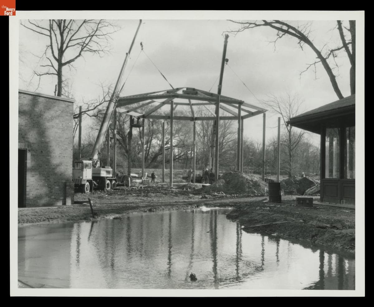 Construction Progress, Building for Herschell-Spillman Carousel in Greenfield Village, November 1973