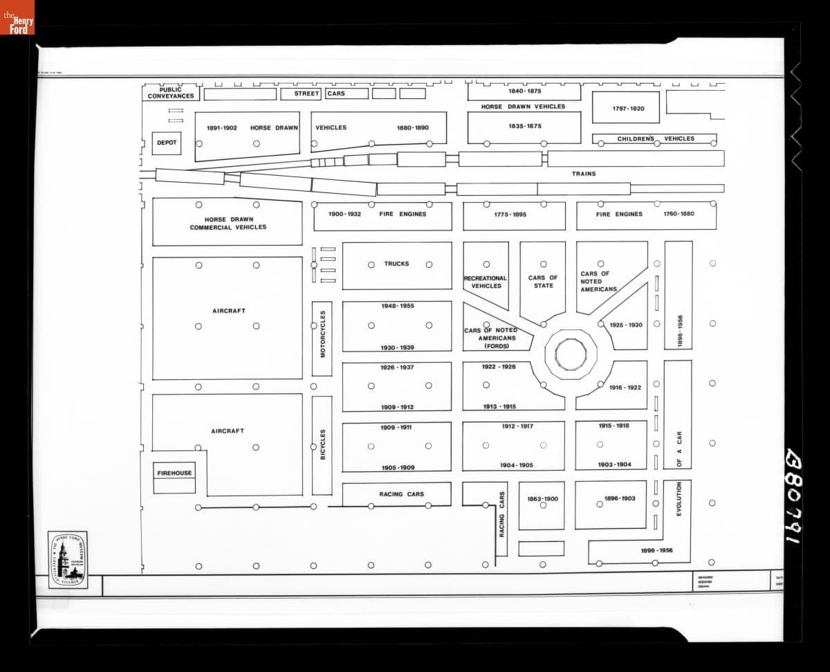 Floor Plan of Transportation Exhibit in Henry Ford Museum, 1978