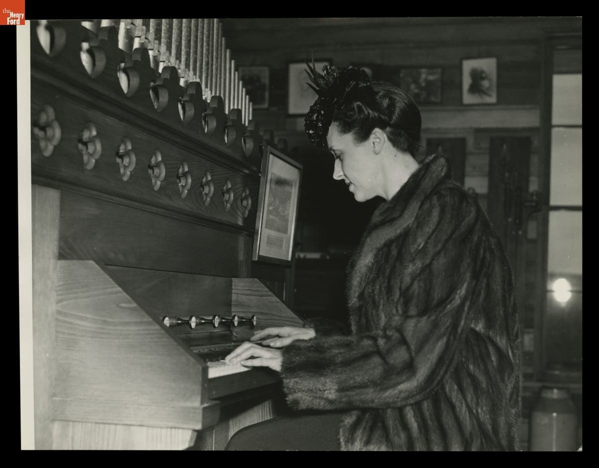 Eve Curie Visiting Menlo Park Laboratory in Greenfield Village, April 1939