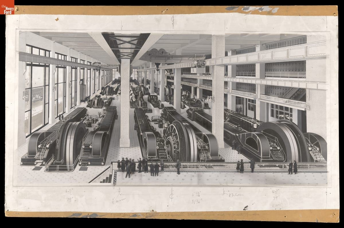 Interior View of the Ford Motor Company Highland Park Plant Power House, Photograph of a Rendering by Irving R. Bacon, 1917