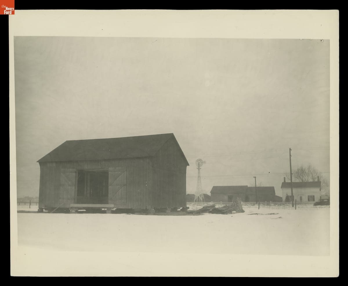 William Ford Barn being Relocated to the Century of Progress Exposition, May 1934