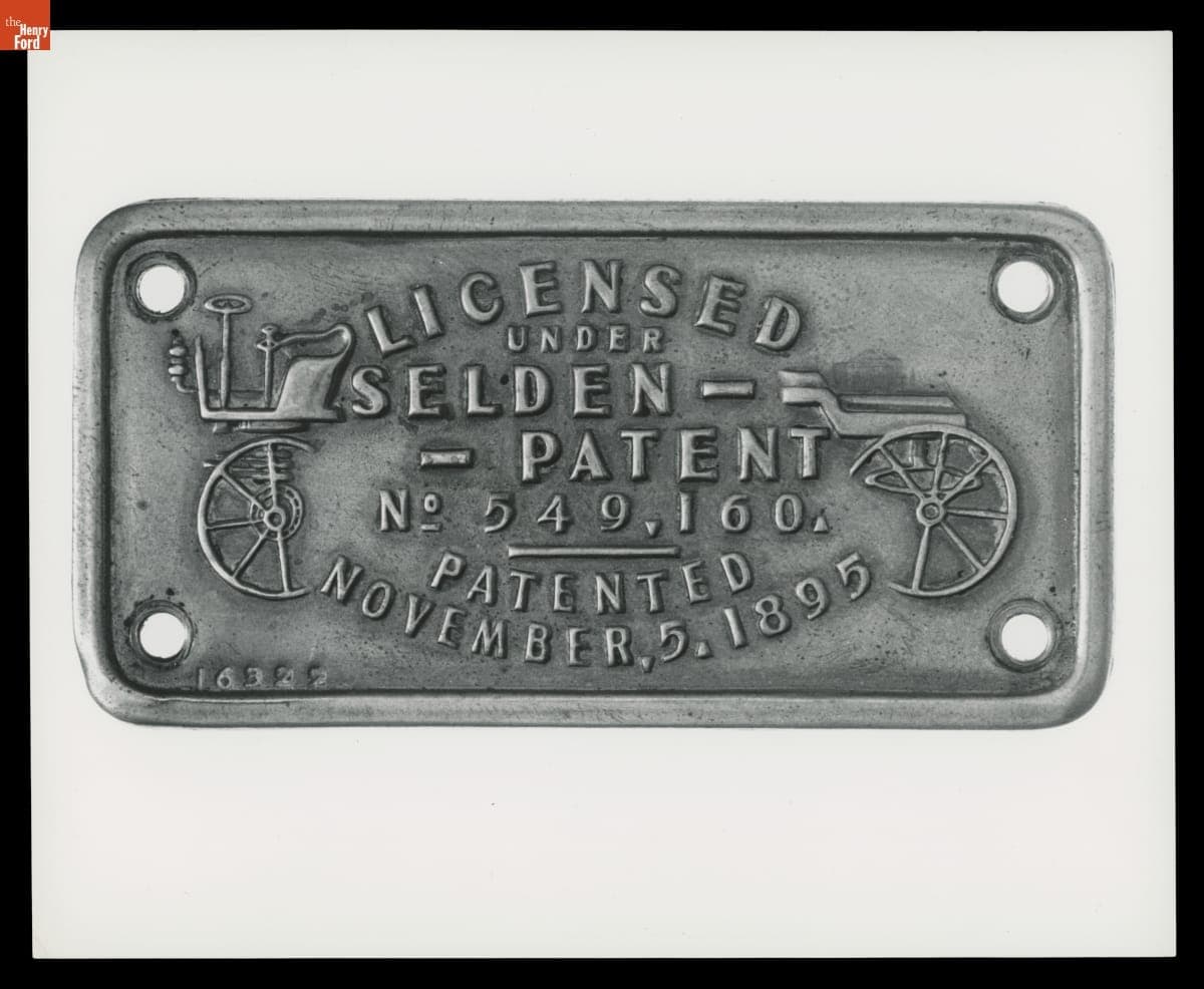 1895 Selden Patent Plate