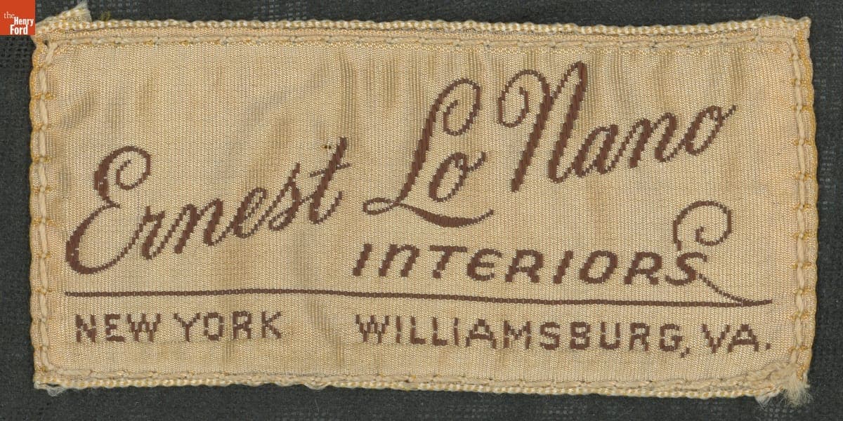 "Ernest LoNano Interiors" Label, 1953-1957
