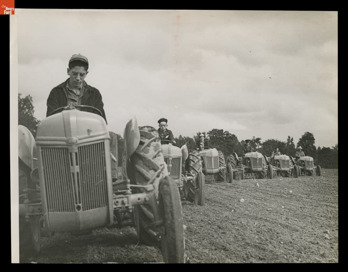 Macon (Michigan) High School Students Driving Ford 9N Tractors on a Farm, September 1943