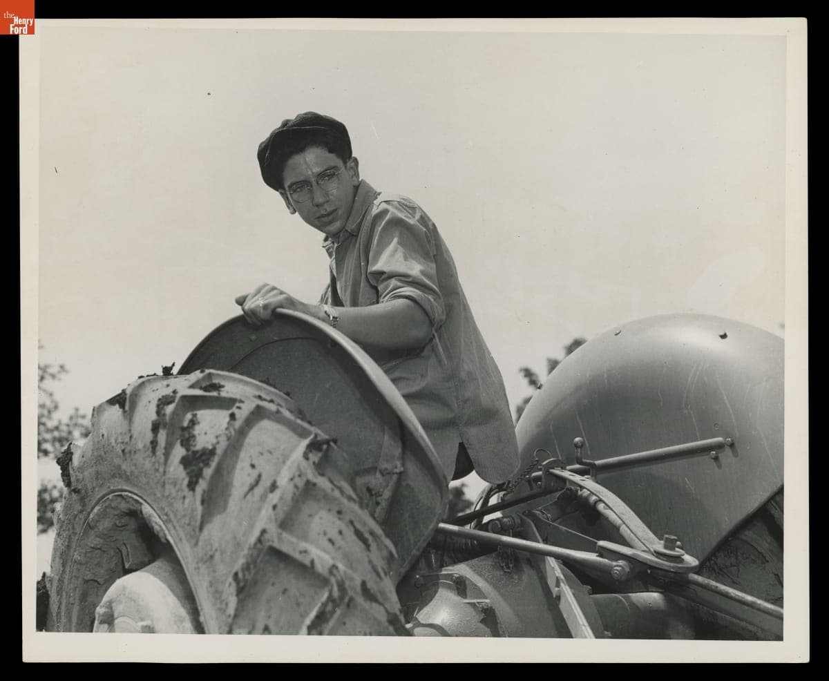 Macon (Michigan) High School Student Max Camburn Driving a Ford 9N Tractor, May 1944