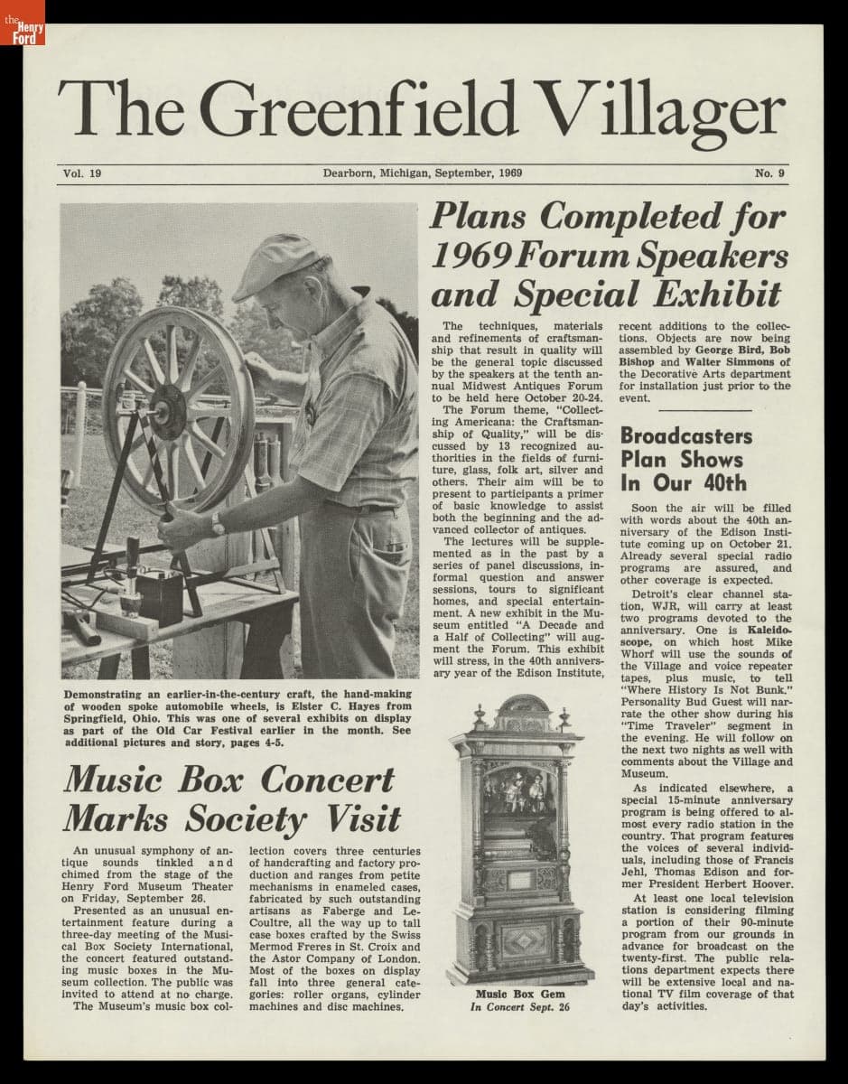 "The Greenfield Villager," September 1969