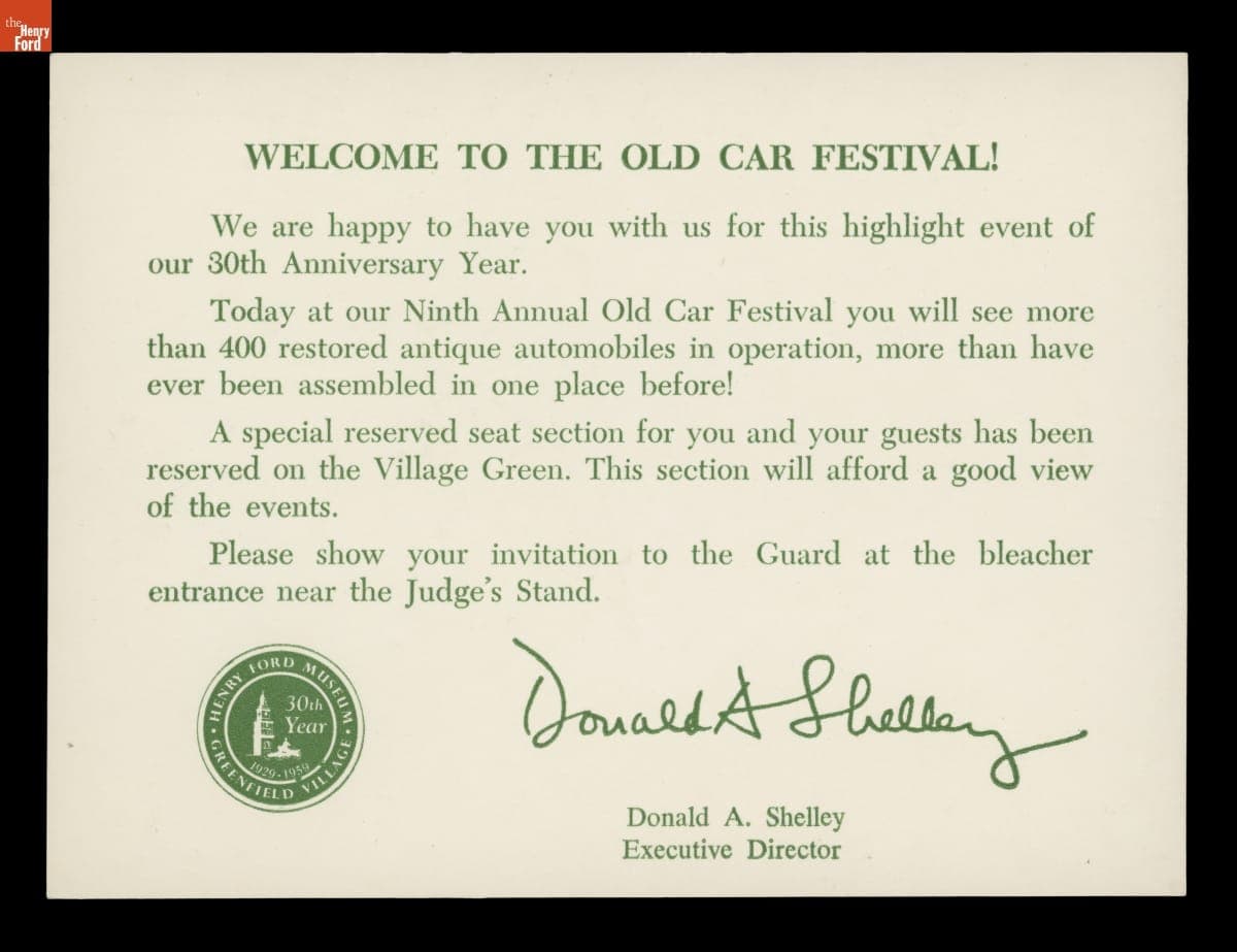 "Welcome to the Old Car Festival!" September 1959