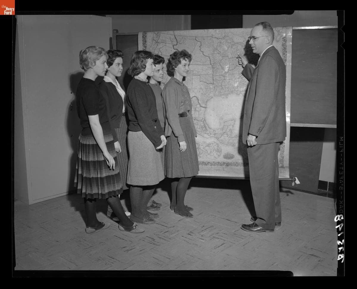 Librarian Ken Metcalf Training Greenfield Village Guides, February 20, 1960