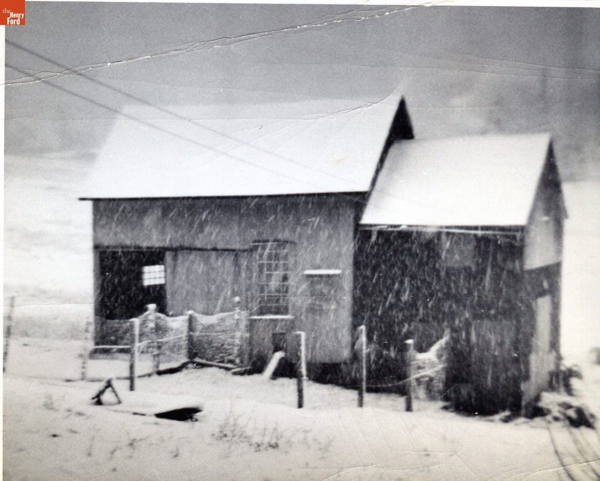 Barn in a Snowstorm, Kelley Farm, Rockville, Connecticut, 1948